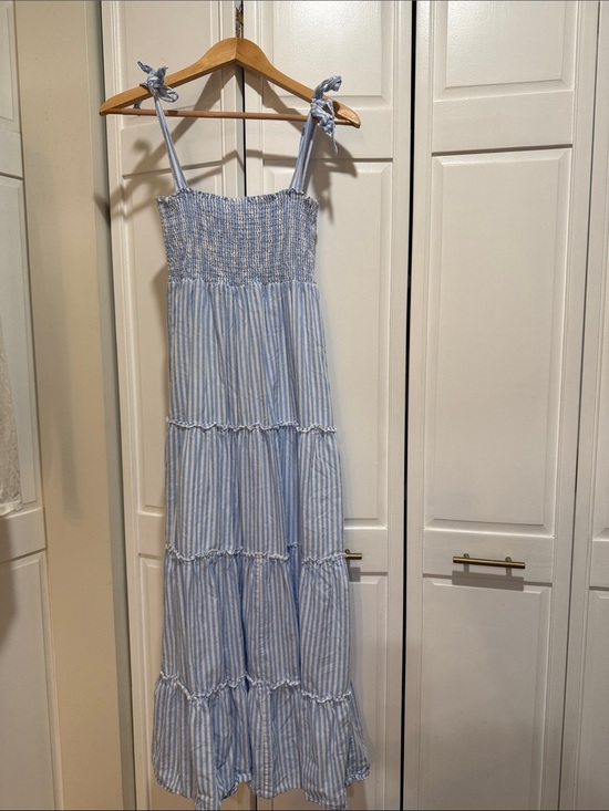 Pink Lily Dresses & Skirts - Pink Lily Light Blue & White Striped Tie-Shoulder Maxi Dress